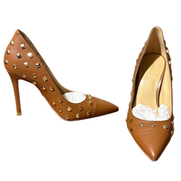 Michael Kors Brown Heels with Gold Accents - Picture 2 of 9